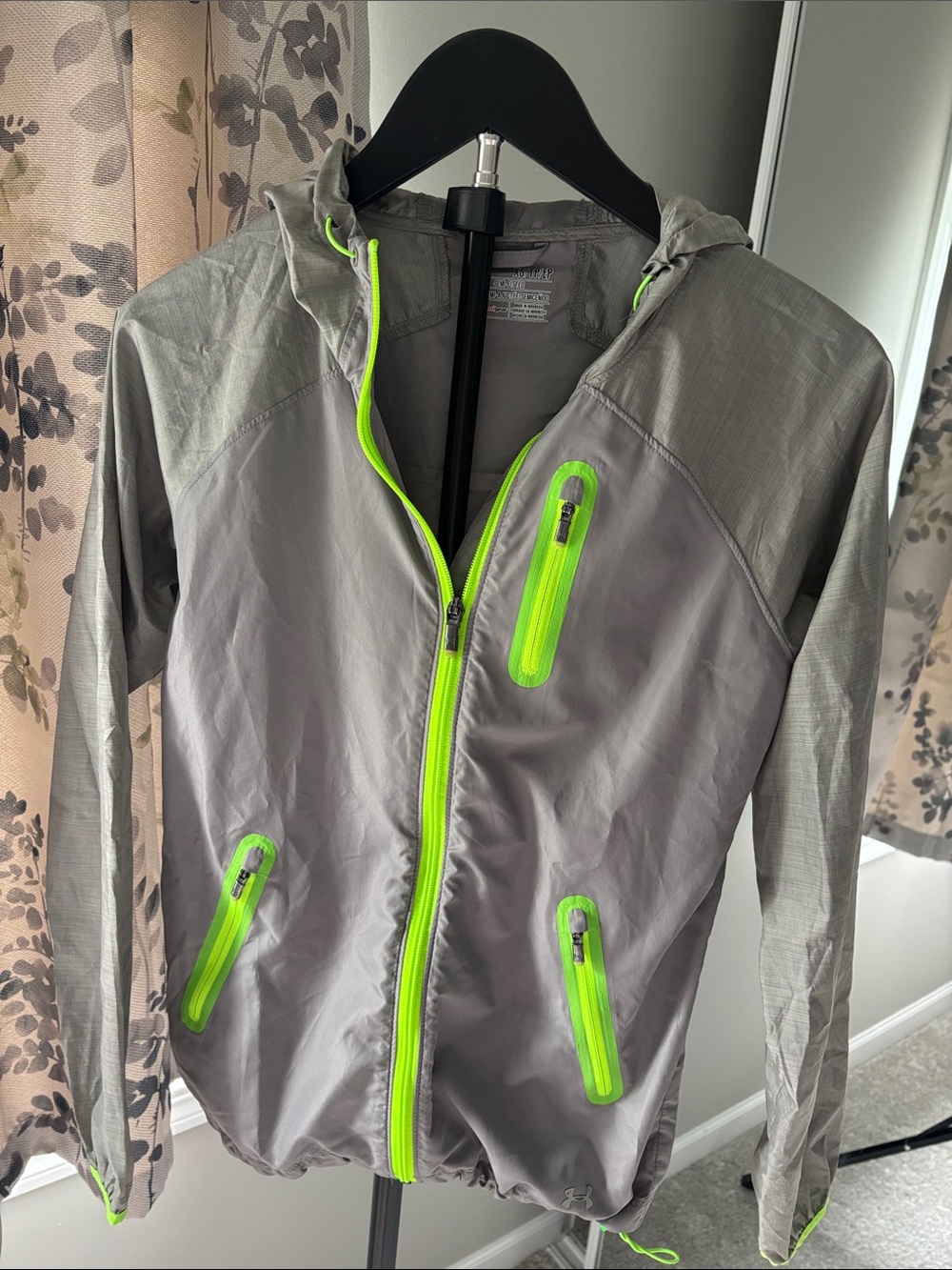 Under Armour Gray Windbreaker with Neon Green Accents